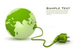 Green Globe with Power Plug and Sample Text